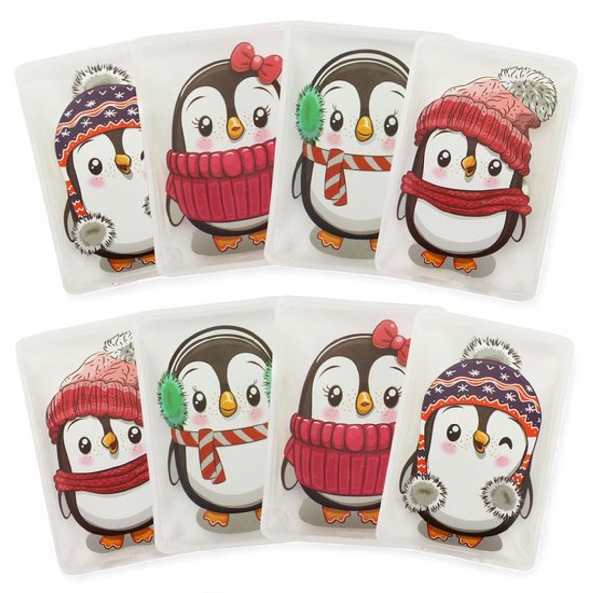Handwarmers Oplaadbaar - Herbruikbare Handwarmers - Set van 8 - Huidvriendelijke Kunststof - Tot 55 Graden Celsius - Trendy Motieven - Zakwarmers