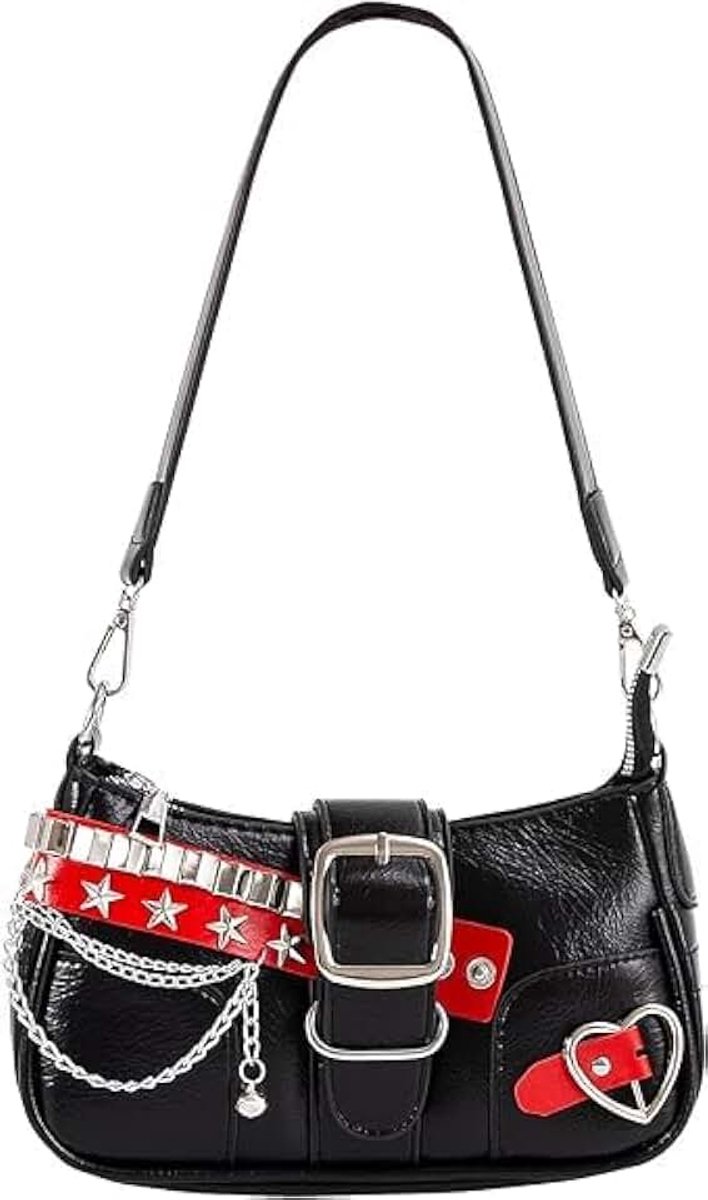 Tas, vintage tas, vintage tas, Y2k tas, dameshandtas, tassen meisjes, esthetische tassen, portemonnee 2000s, punk-stijl damesschoudertas, voor dagelijks gebruik, geschenken