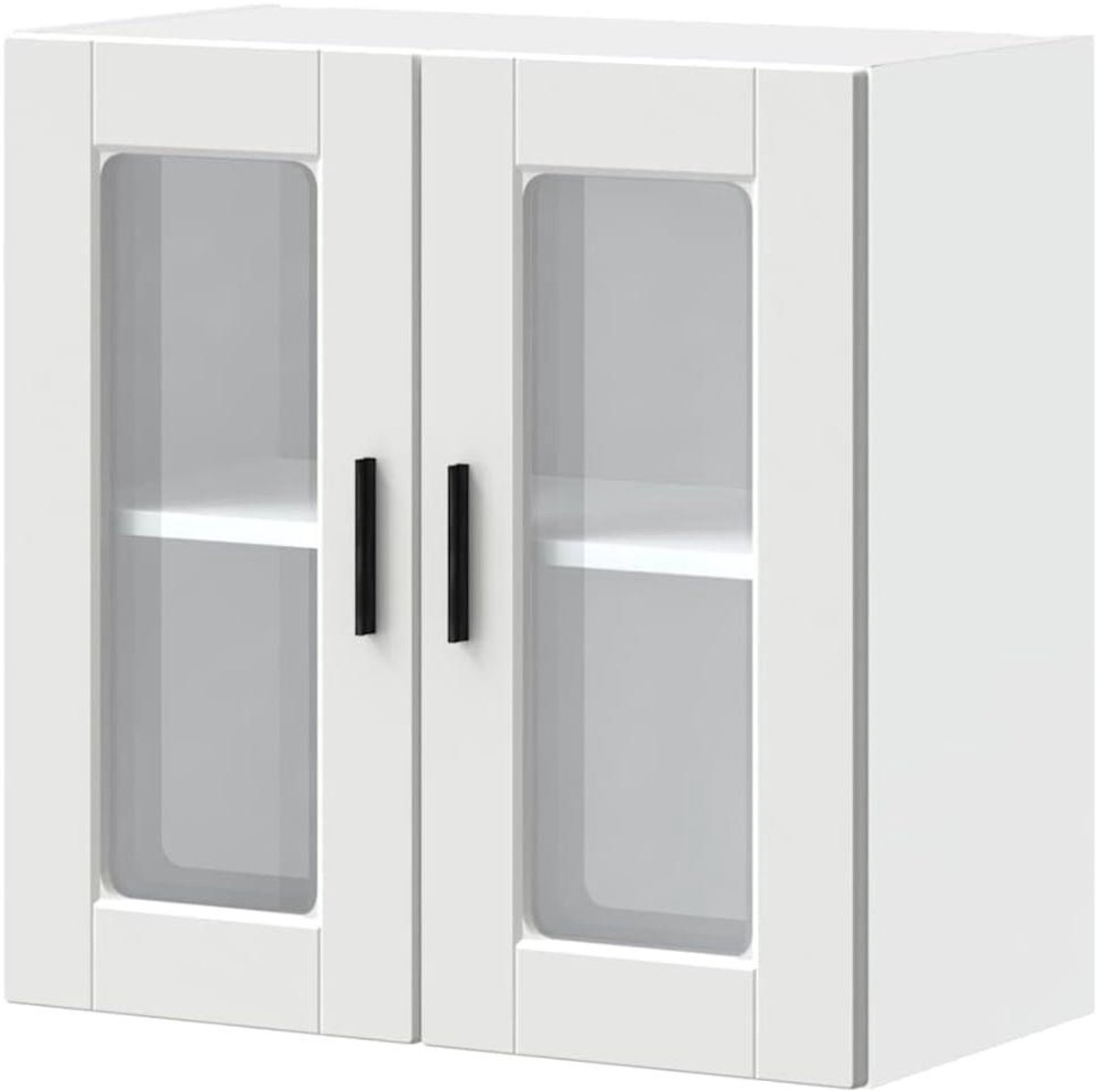 Keukenkast met deur - Opbergkast keuken - Keuken organiseren - Glazen deuren - 60 x 31 x 60 cm - Wit