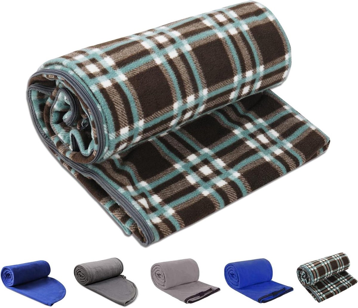 Fleece Slaapzak - Reisdeken - Kamperen Buiten - Dubbelzijdig Fleece - 185 cm - Bruin