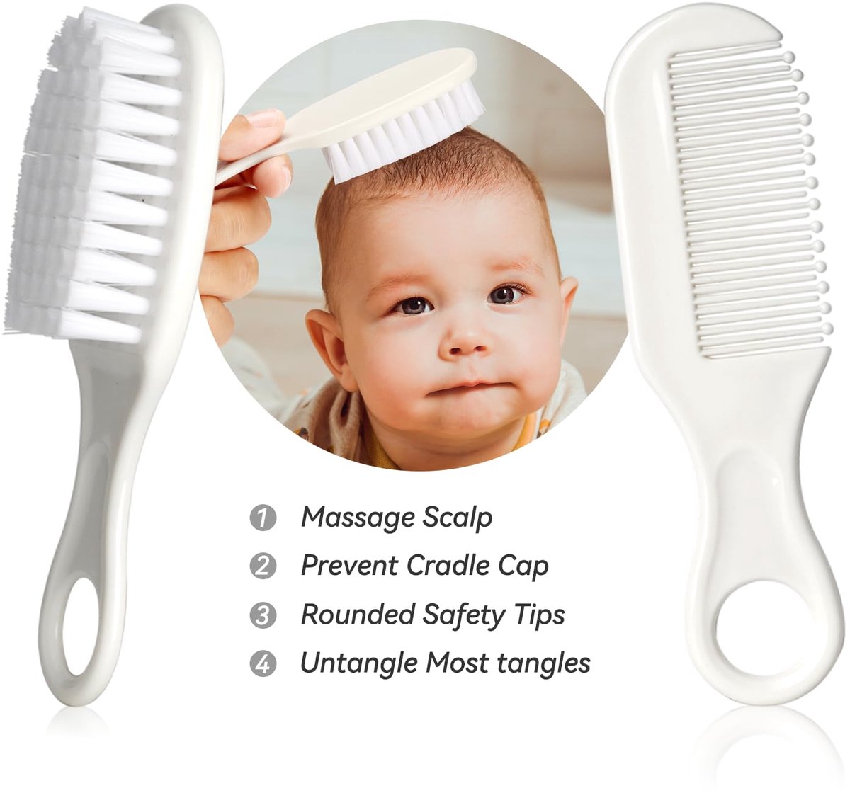 Veiligheidsverzorgingset voor baby's - haarborstel en kam - nagelknipper voor pasgeborenen - ideaal voor verzorging - SnelShoppen