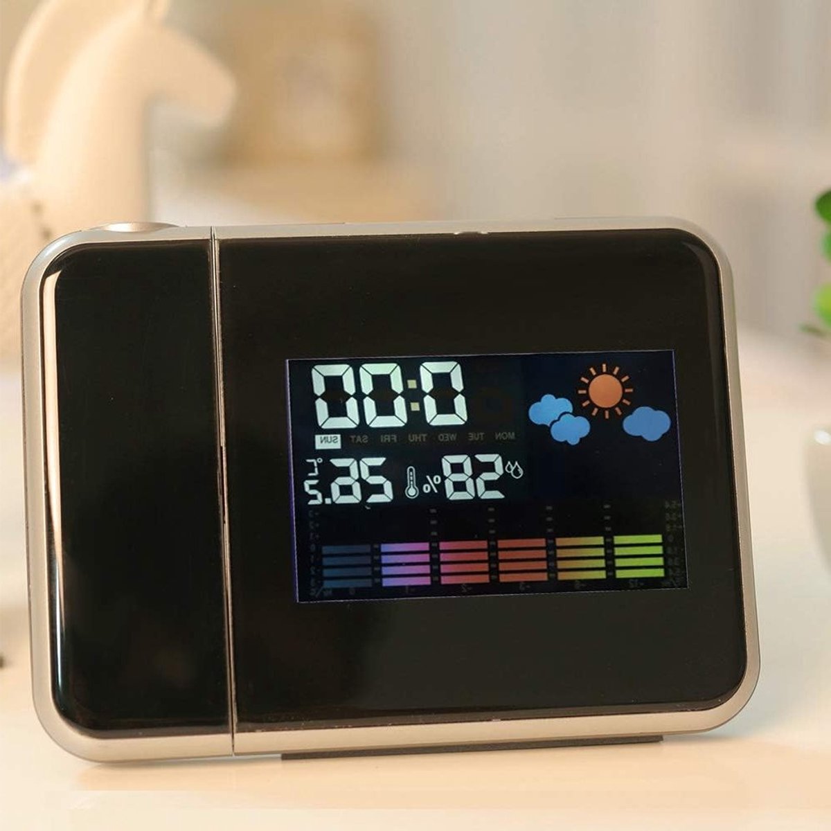 Digitale LED USB Alarmklok met Temperatuurweergave, Weersvoorspelling en Projector voor Slaapkamer en Kantoor – foto 2