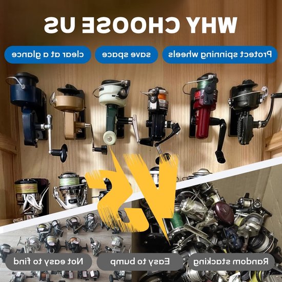 Wandmontage rolhouder voor visspullen - 2 stuks, inclusief expansieschroeven en schroevendraaier voor handige opslag en presentatie van visreels — afbeelding 2