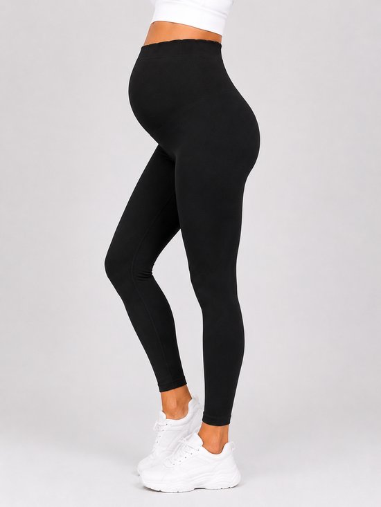 SparkNine Bellyflex zwangerschap legging - M - zwart - hoge taille - rekbaar - maternity - geribbelde tailleband - stijlvol & ademend — afbeelding 2