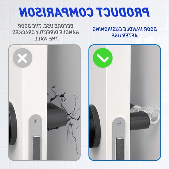 Set van 12 transparante deurklinkstoppers van PVC, elastische buffers tegen muurslijtage en stoten, Ø 18 mm voor deurklinken van Ø 17 - Ø 20 mm — afbeelding 3