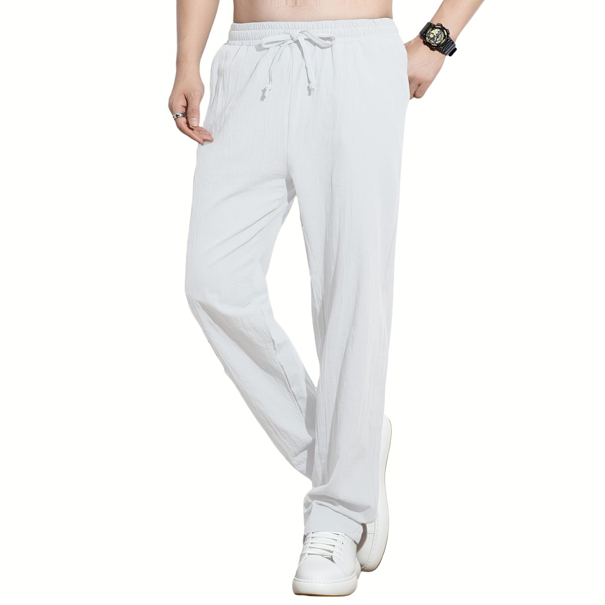 Currero Linnen Broek Heren - Zomerbroek - Volwassenen - Lange Broek - Pantalon - Strandbroek - Zomer - Ibiza Stijl - Wit XXL