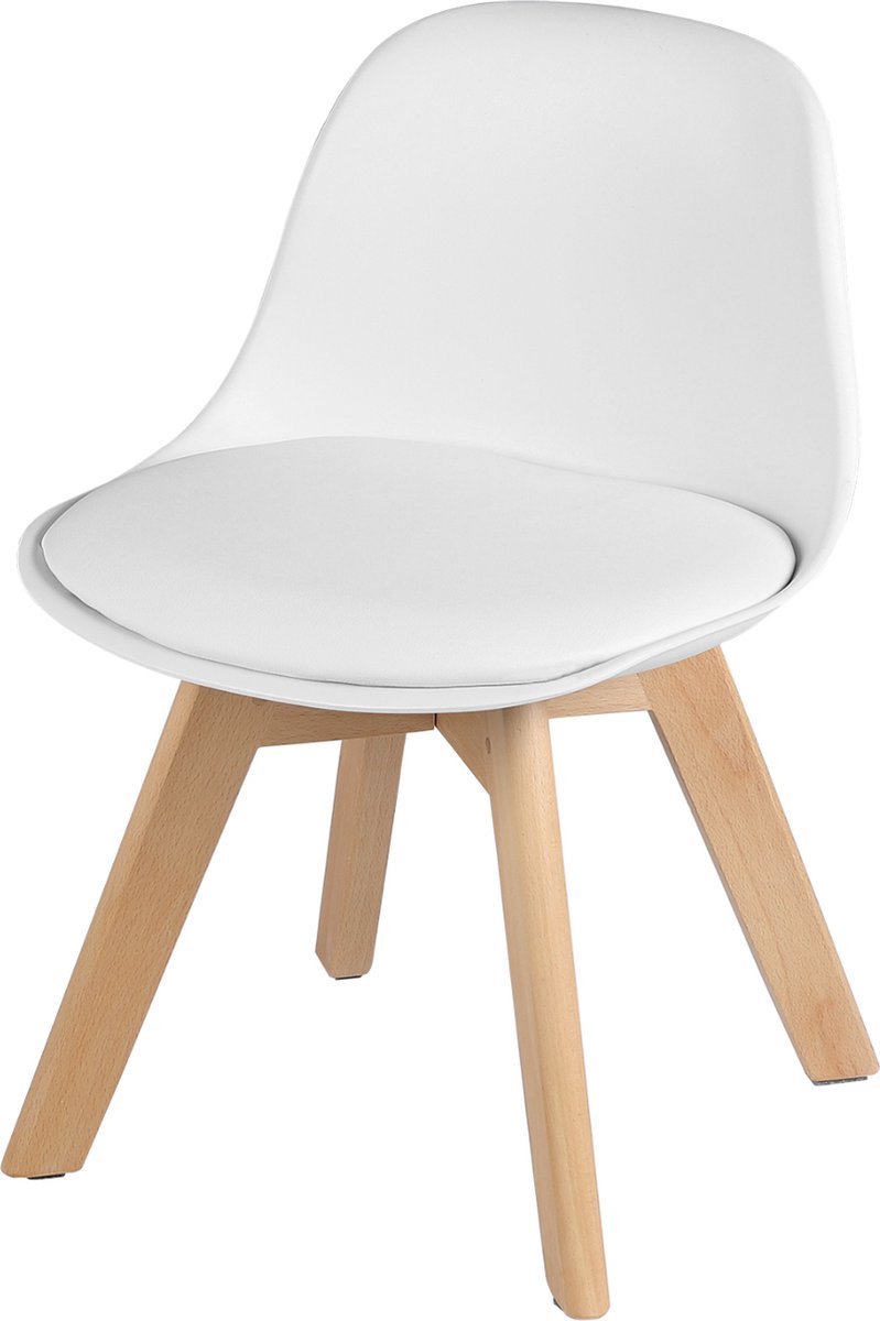 Saphly Eetkamerstoelen Set 33cm Wit - Zithoogte 33cm en Kinderfauteuil - Voor Eetkamer, Keuken en Woonkamer