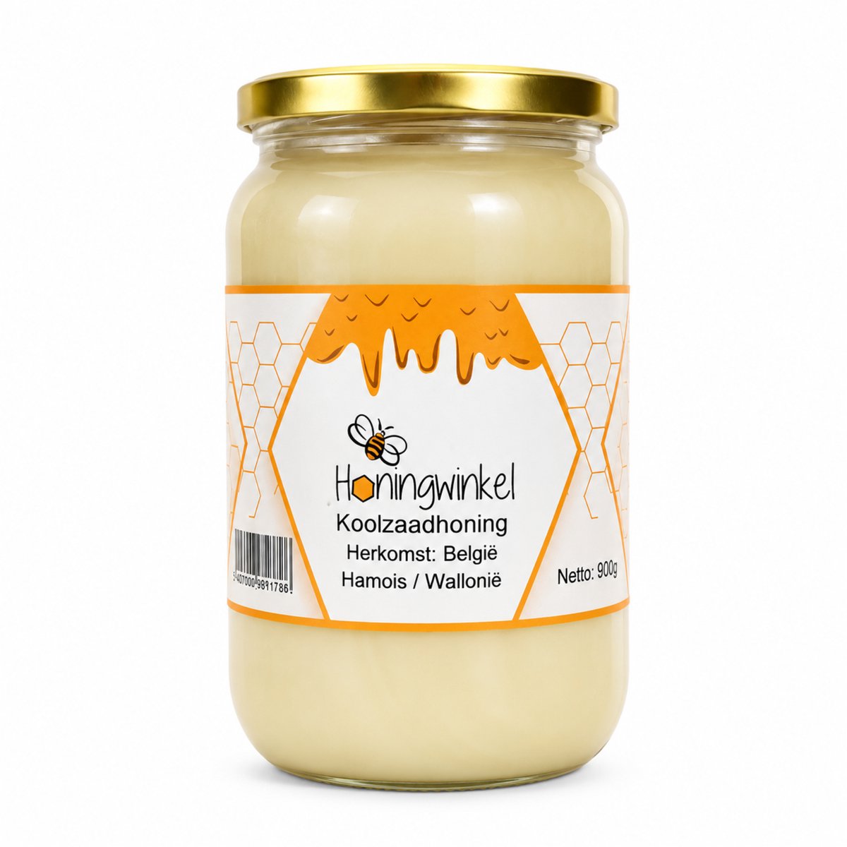 Koolzaadhoning 900g België Honingwinkel (crème)