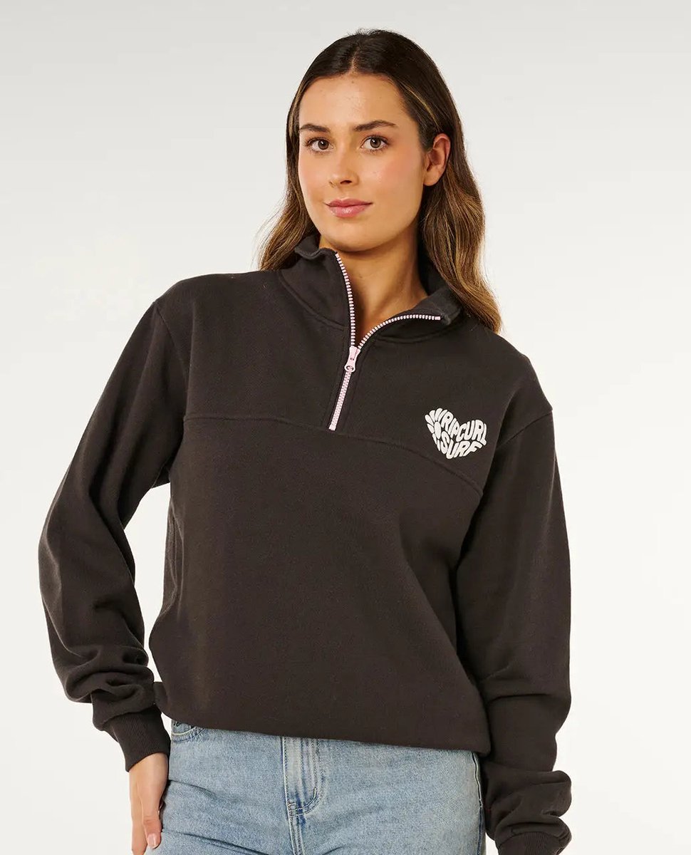 Rip Curl RC Heart Half ZIP Fleece Washed Zwart