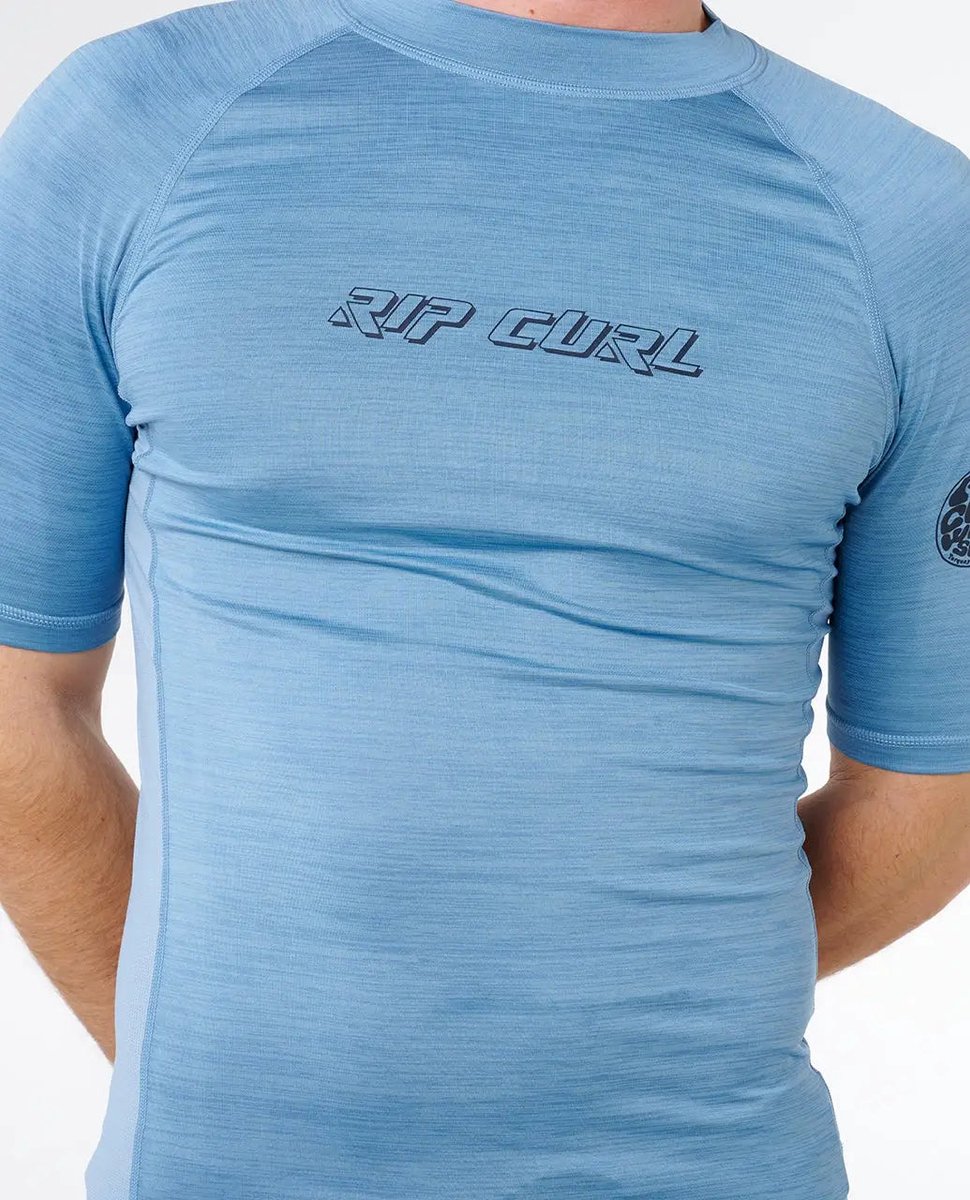 Rip Curl Dawn Patrol Perf Korte Mouw Rash Guard Man Denim