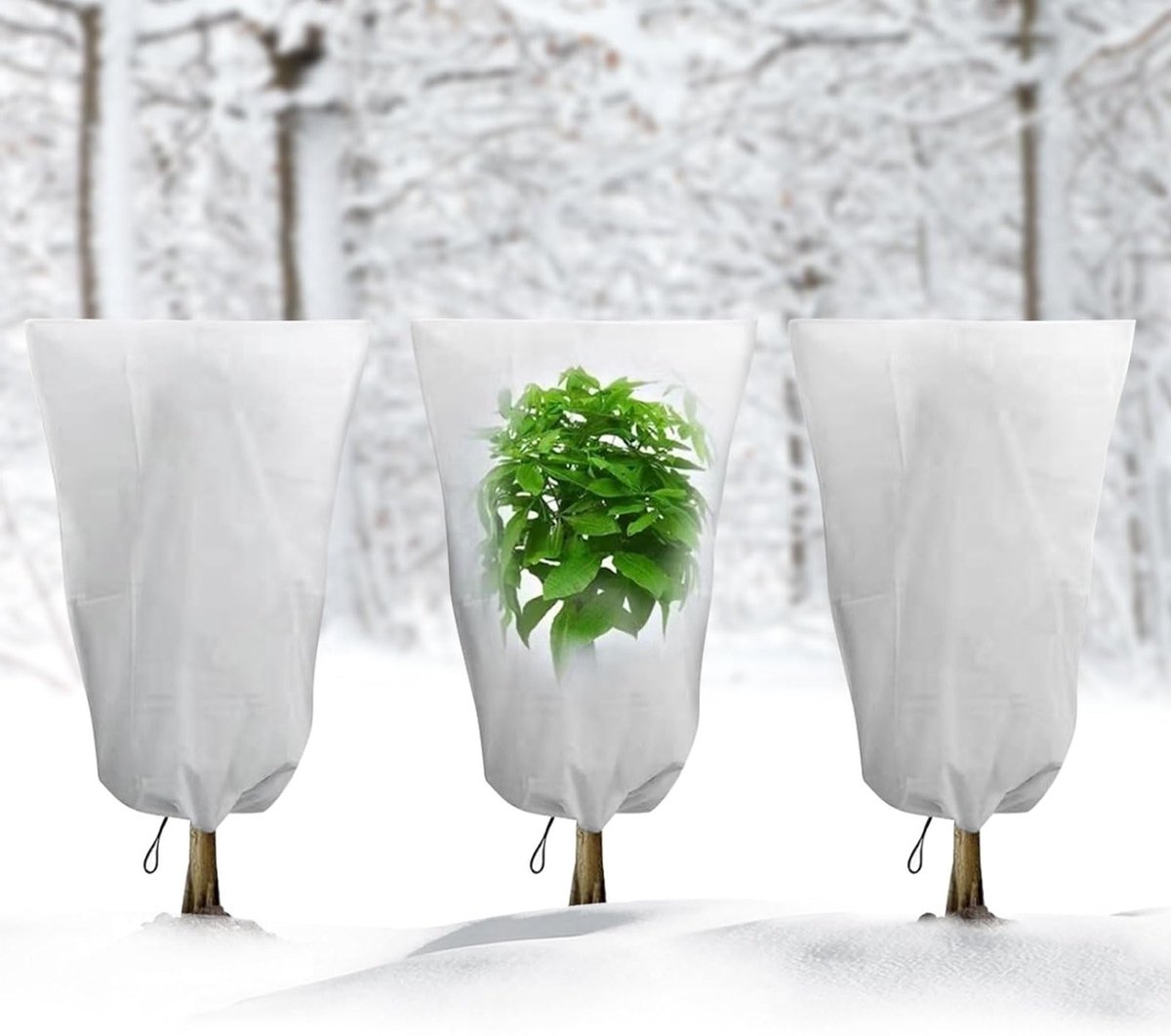 Set van 3 Fleece Beschermhoezen voor Planten 80 x 120 cm - Herbruikbare Tuinbescherming tegen Vorst voor Potplanten en Struiken
