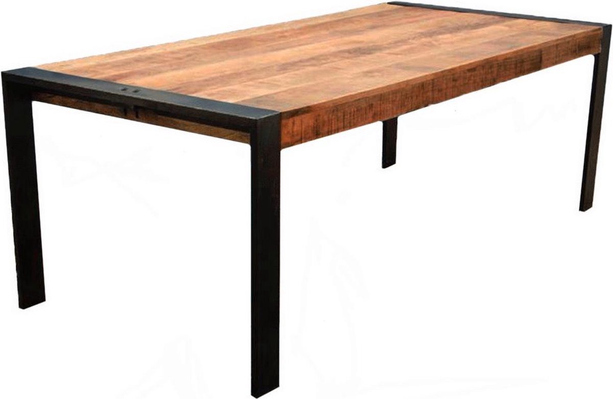 Eetkamertafel 200x100x79cm - Mangohout, Rechthoek en 6-8 personen - Voor Eetkamer, Woonkamer en Kantoor