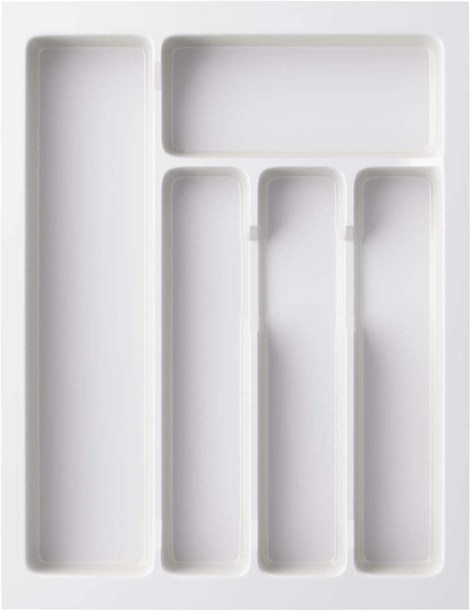 Dailygoods - ® Divio Bestekbak voor Laden 40cm - Wit met 5 Vakken, Maat Snijdbaar