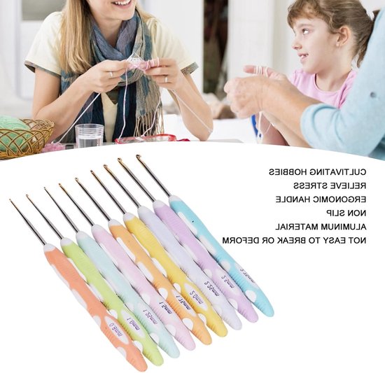 Ergonomische Haaknaalden Set voor Haken en Breien met Diverse Maten van 0.8mm tot 2.75mm voor Creatieve Projecten — afbeelding 2