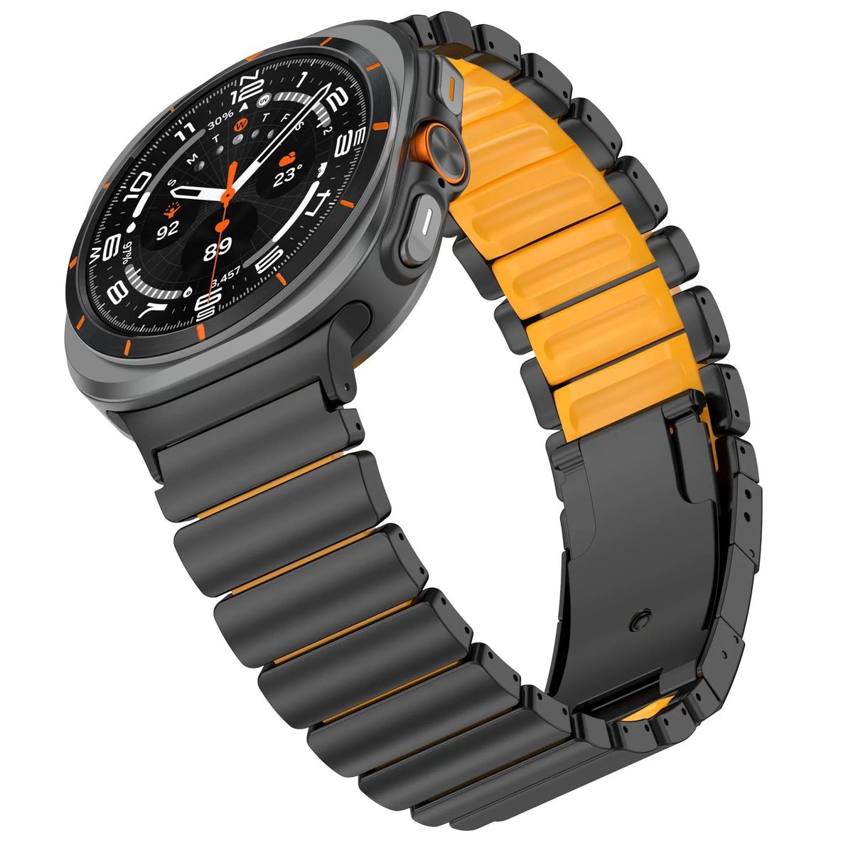 Dailygoods - Titanium Horlogeband voor Samsung Galaxy Ultra 47 mm - Hybride Siliconen Voering