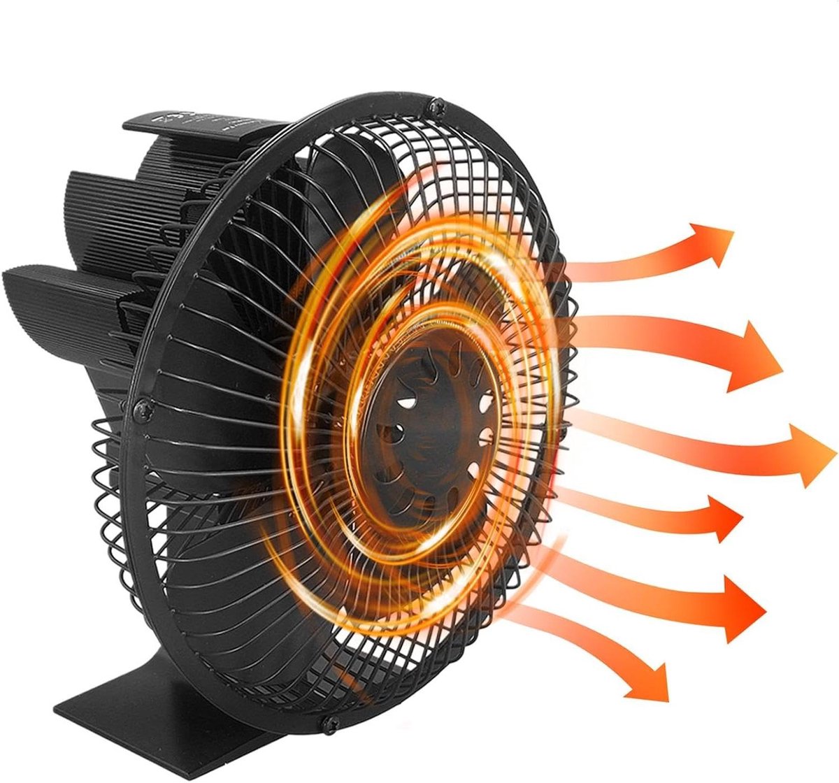 Haard Ventilator - Warmte Ventilator - Warmte Verspreiden - Warmte Aangedreven - Zie Beschrijving - Zwart