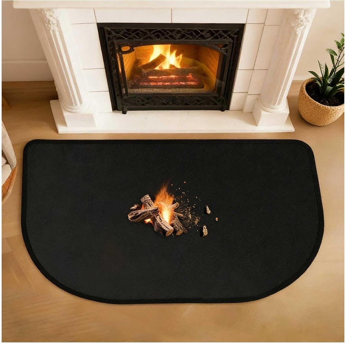 Haardtapijt Brandwerend - Vloerbeschermer - Vloeren Beschermen - Hittebestendig Tot 1093°C - 119 x 35 cm - Zwart