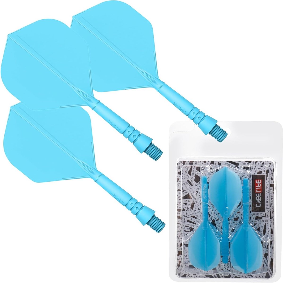 Geïntegreerde dart shafts en flights in standaardvorm, dartaccessoire in diverse kleuren zoals blauw, rood, groen en geel