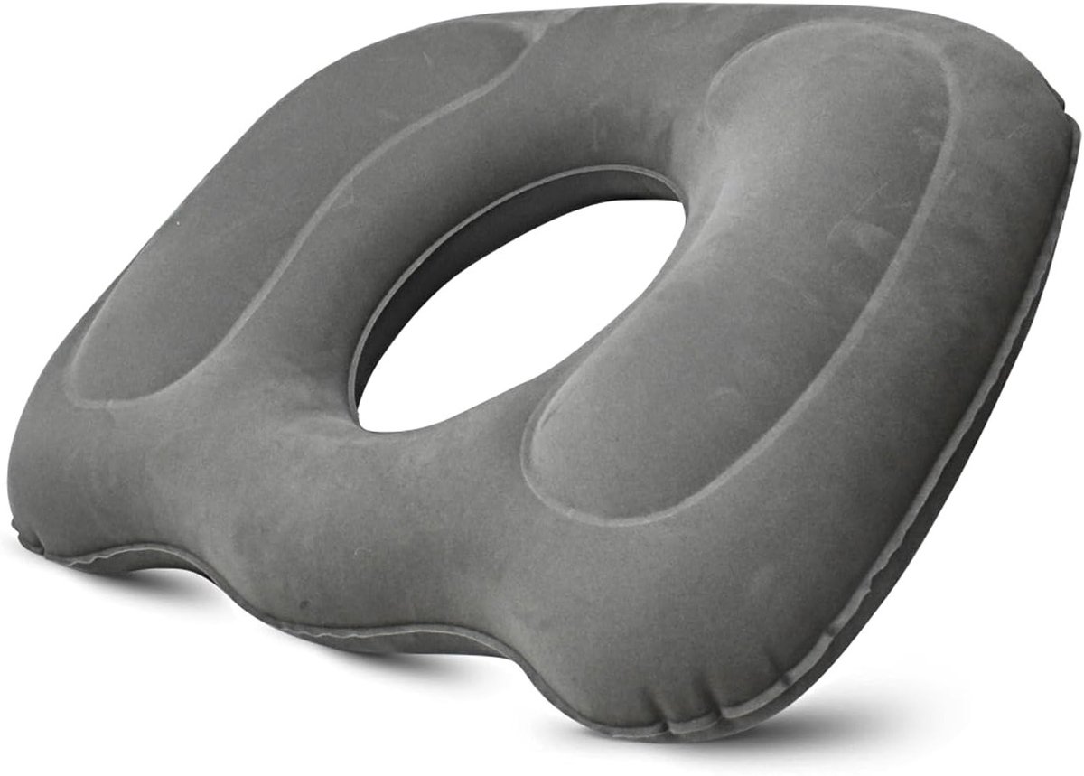 Orthopedisch Opblaasbaar Kussen voor Zitcomfort, Vermindering van Aambeien, Coccyx Pijn en Zwelling, Geschikt voor Thuis en Op Reis (Grijs)