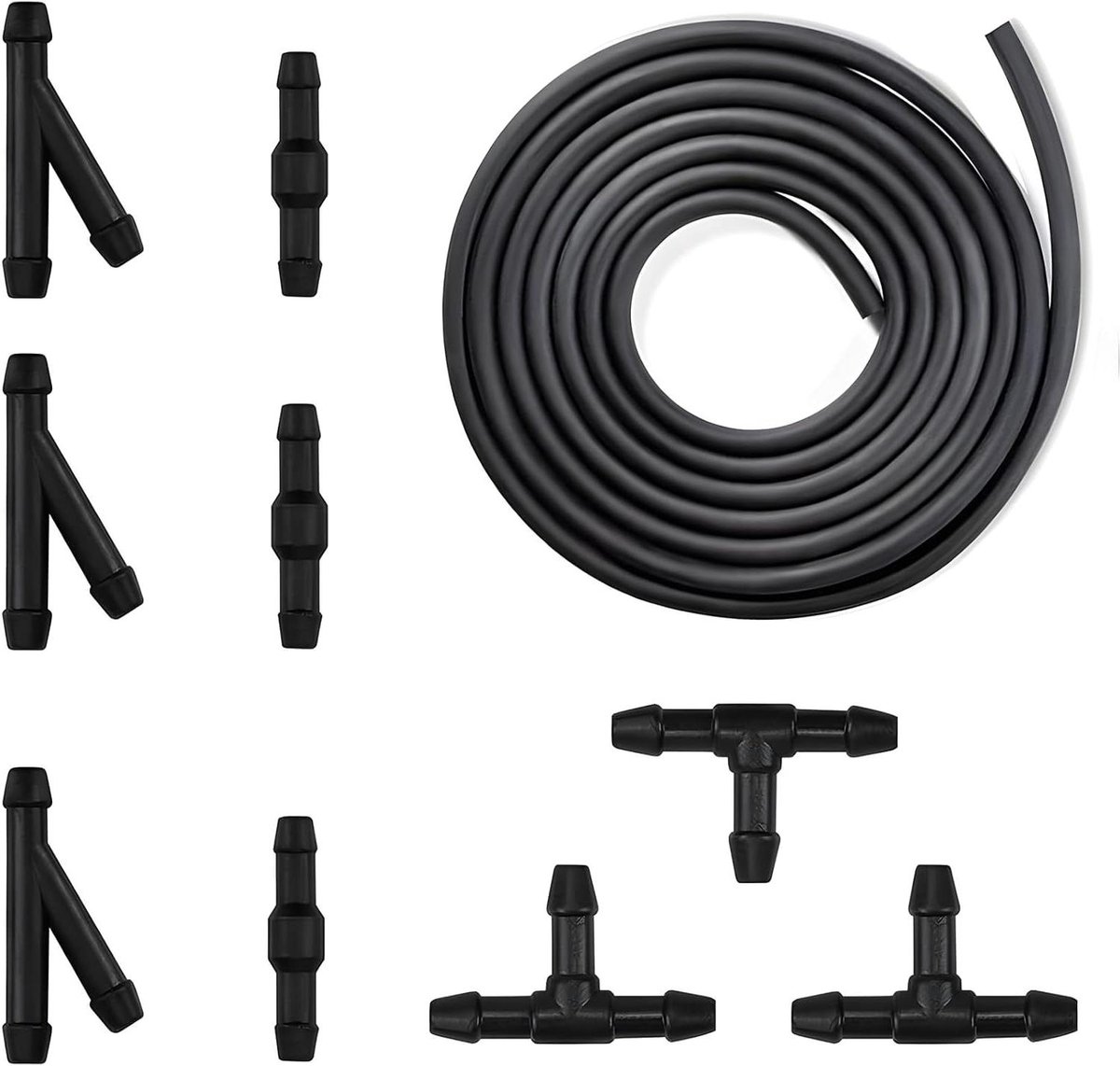 Ruitensproeier Slang - Waterslang Kit - Auto Onderhoud - Complete Set Connectoren - 2 Meter - Zwart