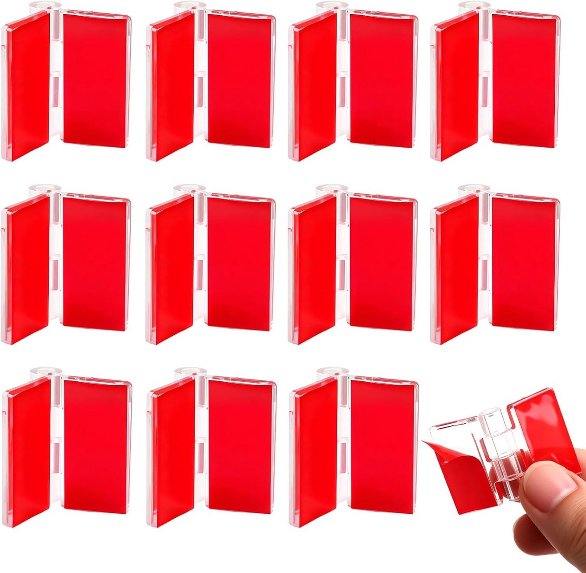 Set van 12 Transparante Zelfklevende Acryl Scharnieren 25 x 35mm voor Ambachten, Aquariumdeksels en Sieradenboxen