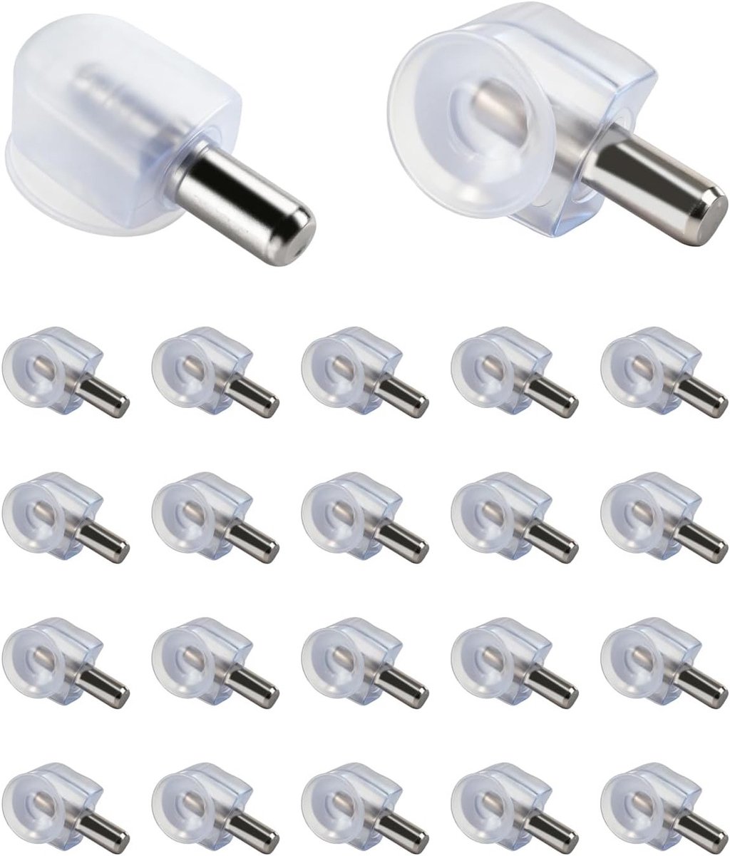 Set van 20 glazen plankdragers met zuignappen, transparante steun voor glazen planken, 5mm zinklegering voor kasten en wandplanken, ideaal voor thuis en in de winkel