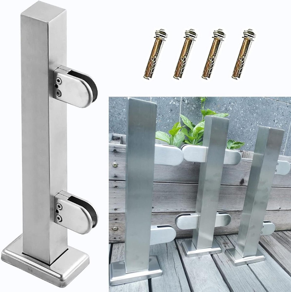 Glazen Balustrade Klemmen - Terras Leuning - Veiligheid Creëren - Roestvrij Staal - 5.1 cm Paaldiameter - Zilver