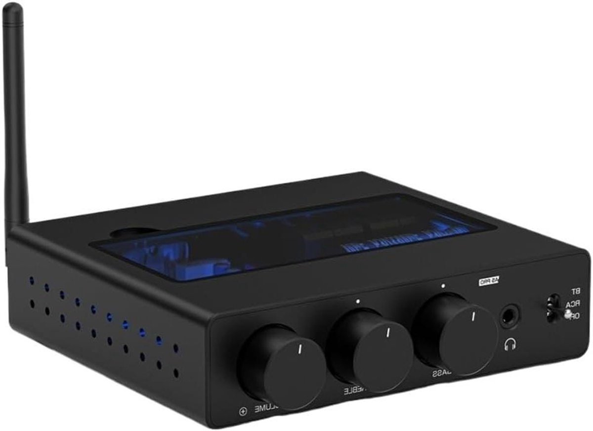 Digitale Versterker - Stereo Receiver - Draadloos Muziek Streamen - Krachtige HiFi Klank - 2.0 Kanalen - Zwart