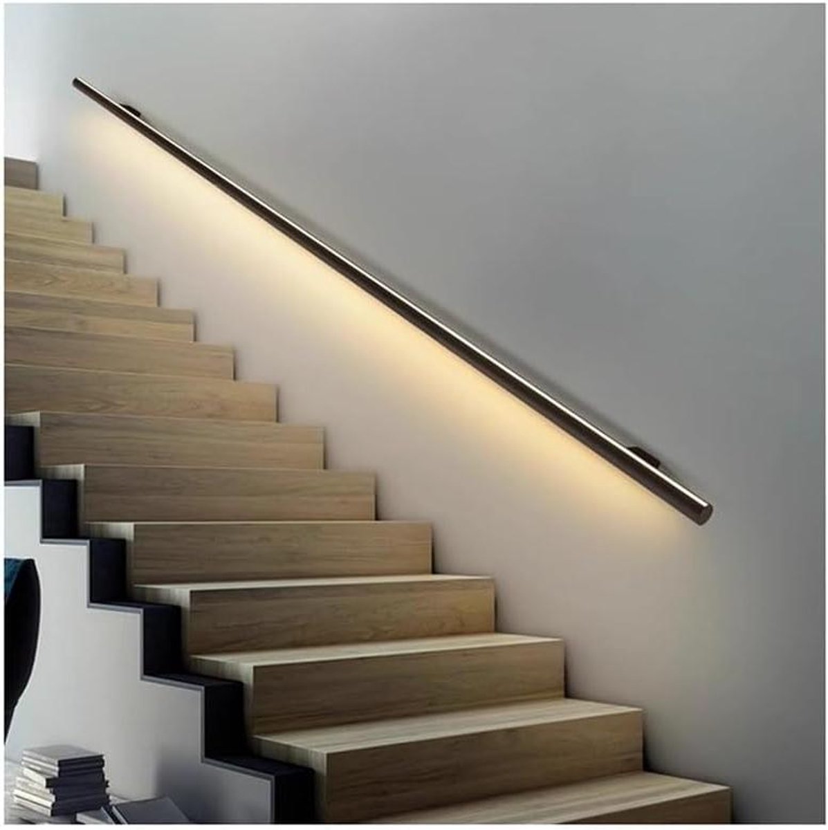 LED Trapleuning - Verlichte Handgreep - Veilig Lopen - Geïntegreerde LED Strip - 1.2 m - Mat Aluminium