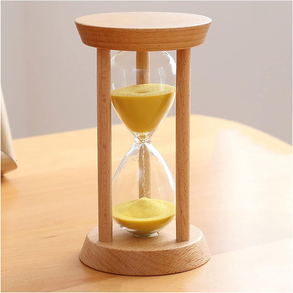 Zandloper Timer - Zandklok - Tijd Bijhouden - Houten Frame - 10 Minuten - Unieke Kleur