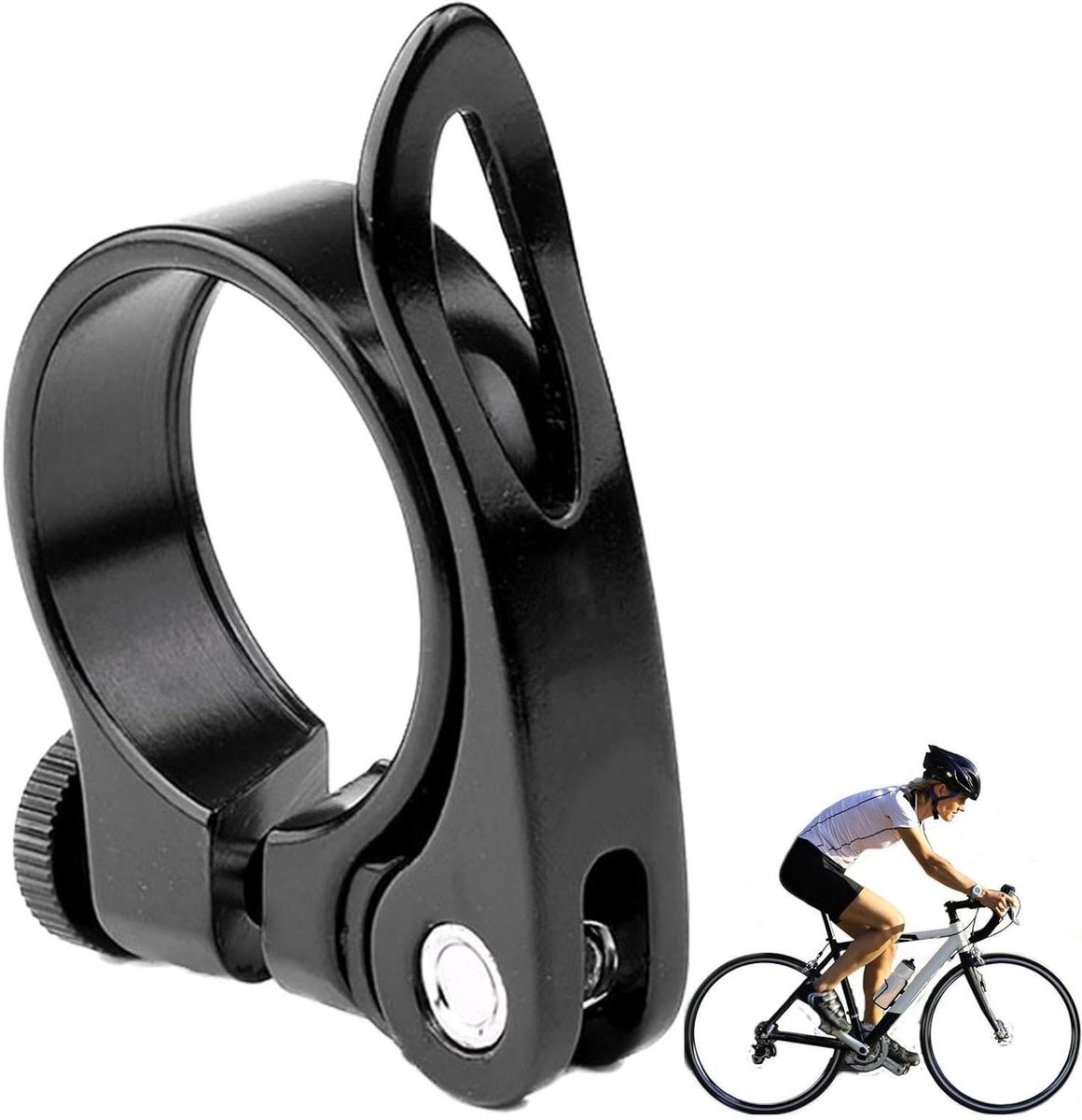 Zadelklem Fiets - Zadelpen Klem - Comfortabel Fietsen - Snelsluiting Aluminium - 30-32mm - Zwart
