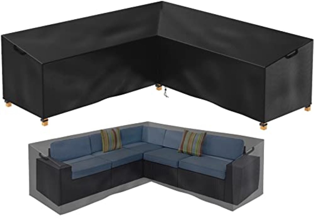 Beschermhoes voor tuinmeubelen V-vorm lounge set waterdicht 600D Oxford stof – 254x254x85x80 cm