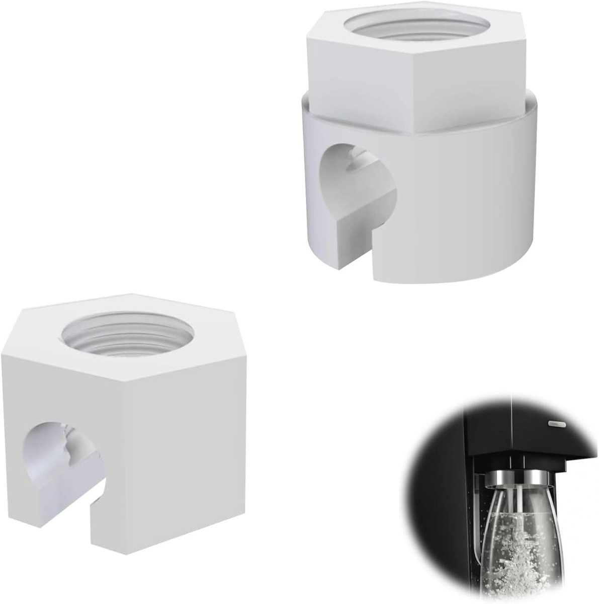 Set van 2 Swivel Moeren voor Sodastream Accessoires, Compatibel met Jet, Spirit, Easy en Fizzi Soda Machines, Ideaal voor Thuisgebruik en Verfrissende Dranken