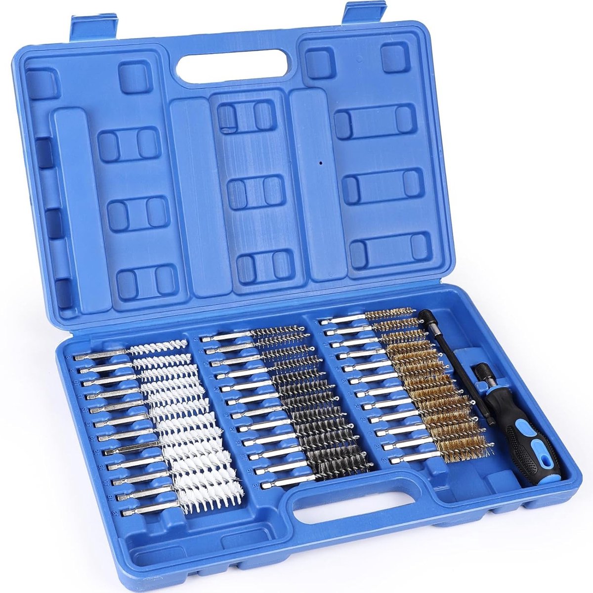 38-delige Injectorreinigingsset met RVS, Nylon en Messing Borstels van 8-19 mm - Ideaal voor Injectoren, Buizen en Ontbramen