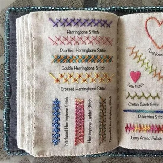 Naaiboek Borduursteken - Handwerk Gids - Decoratie Verfraaien - Losbladig Ontwerp - Familie Formaat - Linnen — afbeelding 2