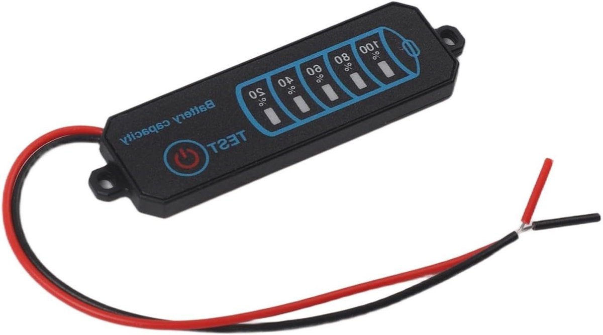 Batterij Percentage Indicator - Voltage Monitor - Energie Niveaus Checken - Intuïtief LED Display - DC 5-30V - Zwart