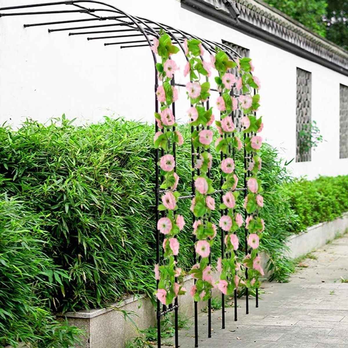 Tuinboog Trellis - Metalen Bruiloftsboog - Klimplanten Ondersteunen - Ruimtebesparend Semi-boog Ontwerp - 150 x 240 cm - Zwart