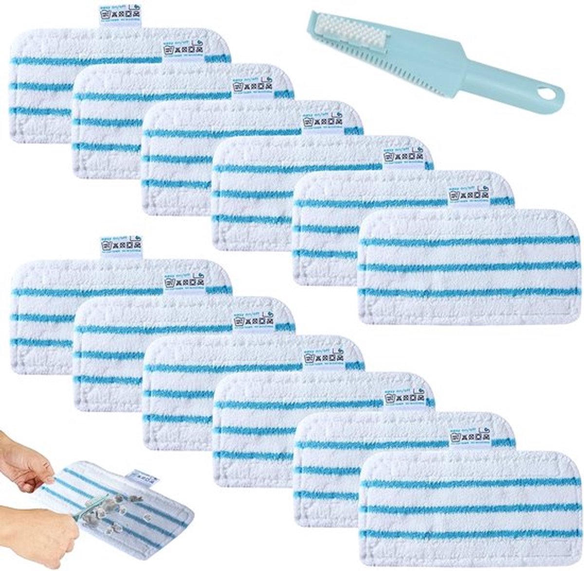 Dailygoody - Vervangende Doeken voor Stoomreiniger - Microvezel Pads - 12 Stuks