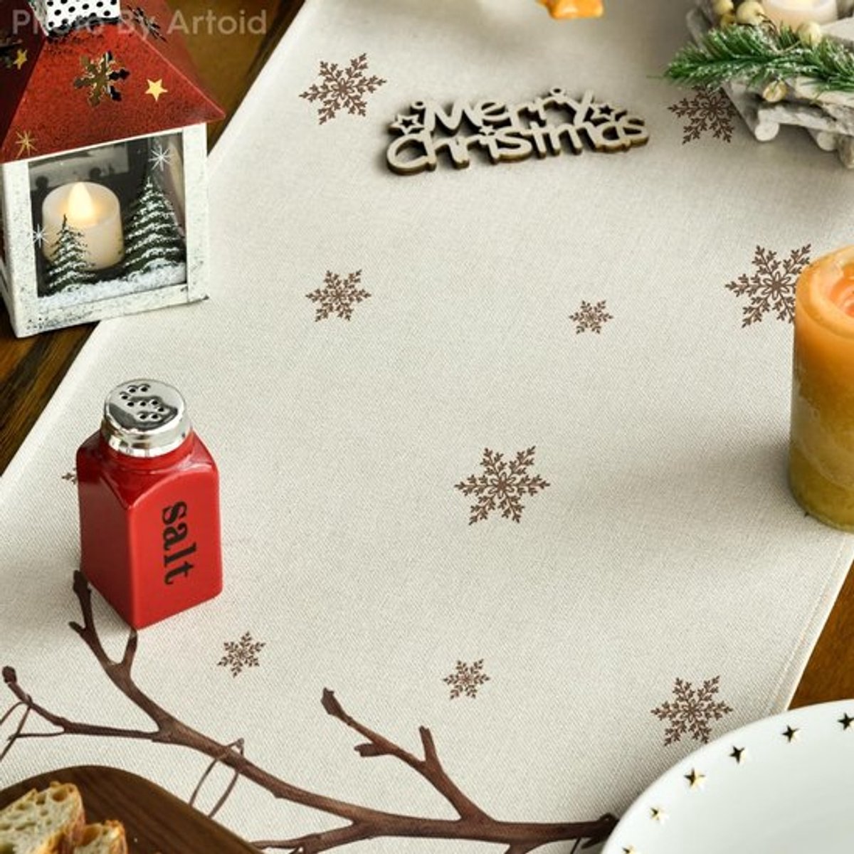 Uniek rustiek tafelloper Allecto - Kerst decoratie - 40 x