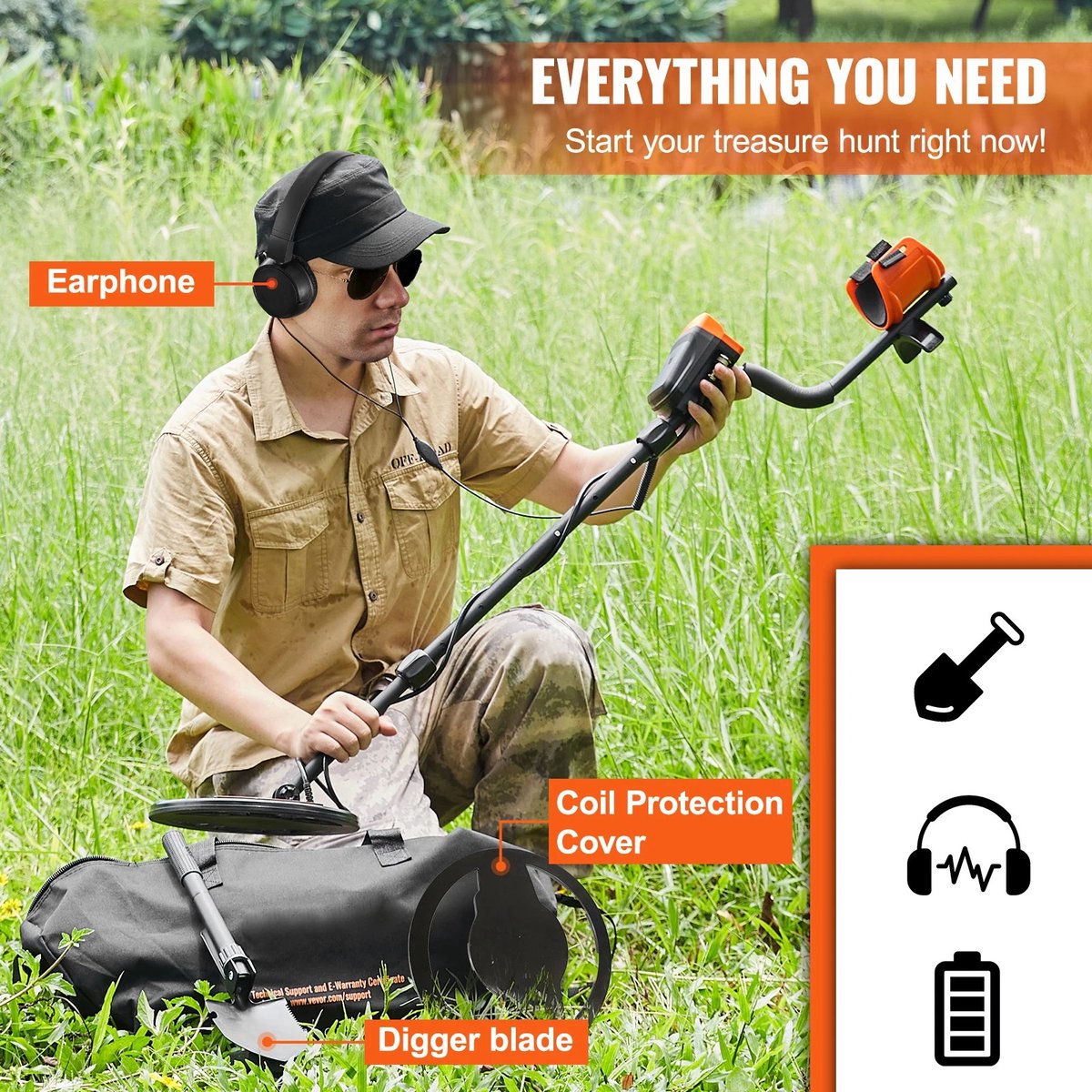 Cventrix Metaaldetector - Metaaldetector voor kinderen - Metaal Detectie Apparaat - 104/130cm - IP68 Waterproef - 7.2KHZ