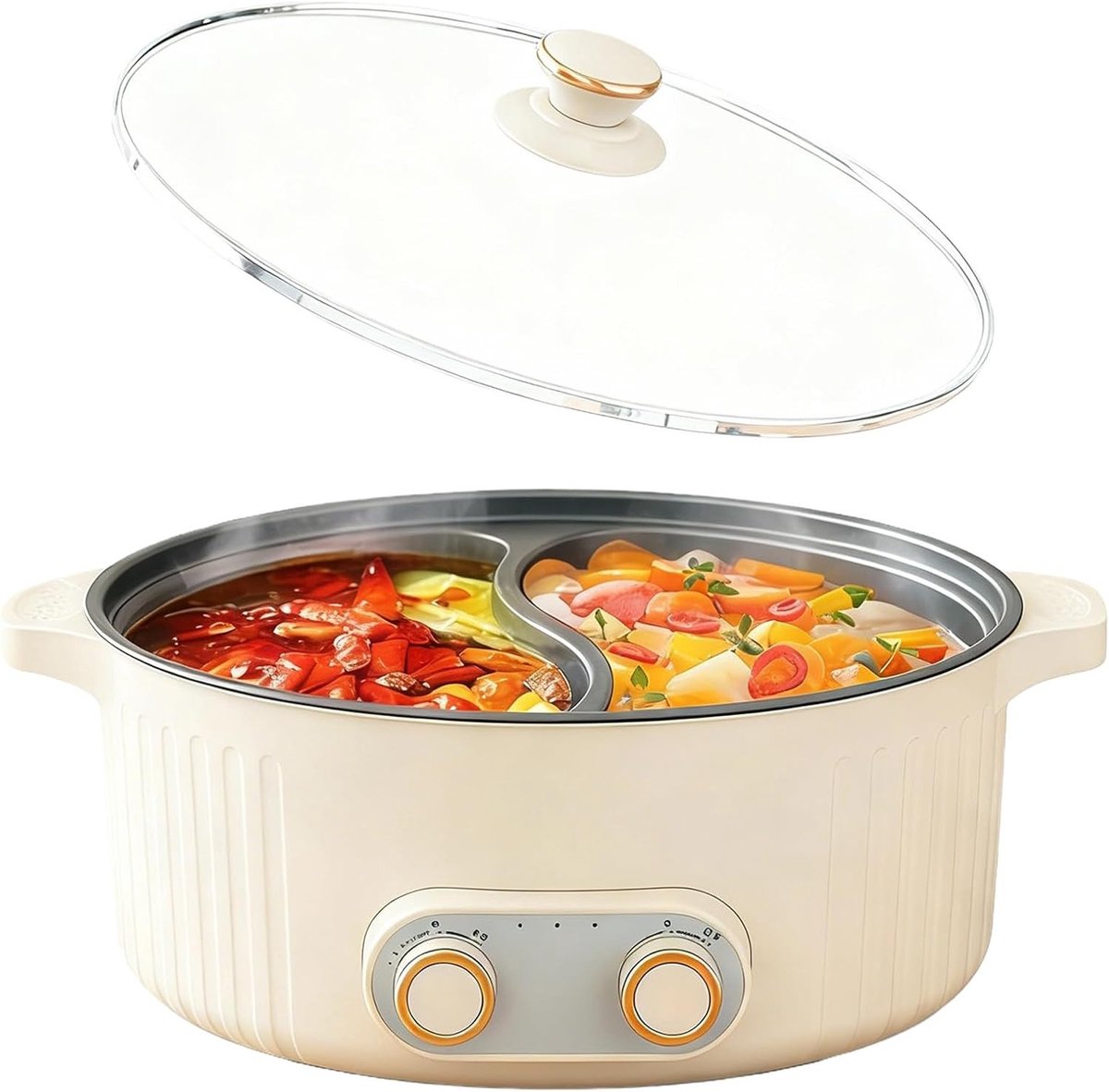 Hotpot met Grillplaat - Rookvrij - 2-in-1 Elektrische Pot en BBQ Grill - Snel Verwarmen - Voor Gezinnen