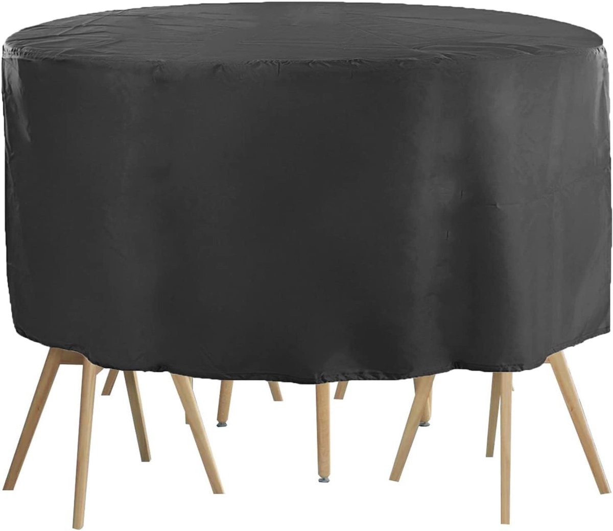 Tuintafelhoes Rond - Terrasmeubelhoes Buiten - Meubels Beschermen - Waterdicht 420D Oxford - 150x110 cm - Zwart