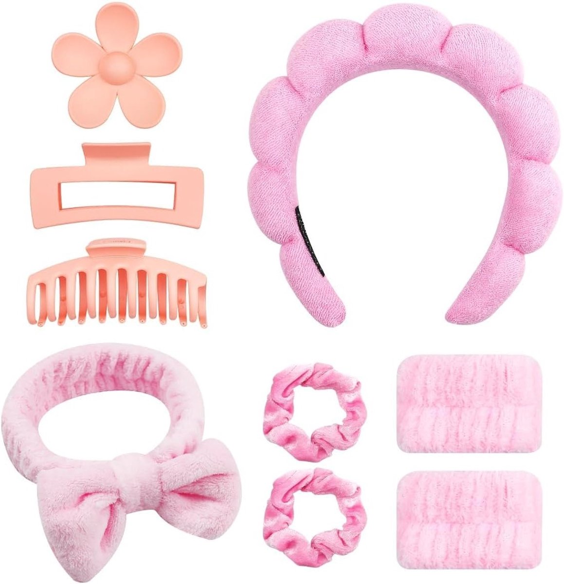 Set van 9 multifunctionele hoofdbanden voor gezichtswassen, make-up en huidverzorging - Zachte antislip haarbanden voor dagelijks gebruik