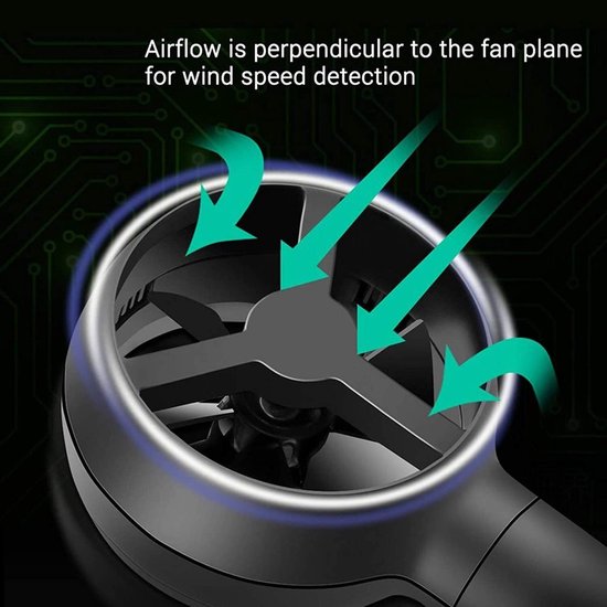 Handzame Anemometer - Windmeter Luchtstroommeter - Windsnelheid Meten - Hoge Precisie 3-in-1 - 0.4-30m/s - Grijs — afbeelding 3