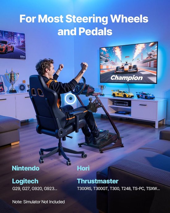 Racestuurstandaard - Simulator Cockpit - Race Simulators - Volledig Verstelbaar - Opvouwbaar - Zwart — afbeelding 5