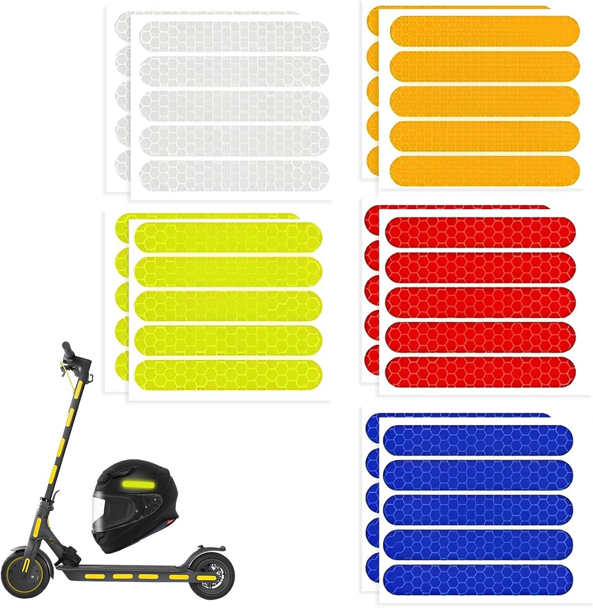 Reflectorstickers - Veiligheidsstickers - Zichtbaarheid Vergroten - 5 Kleuren Set - 8 cm Lang - Multicolor