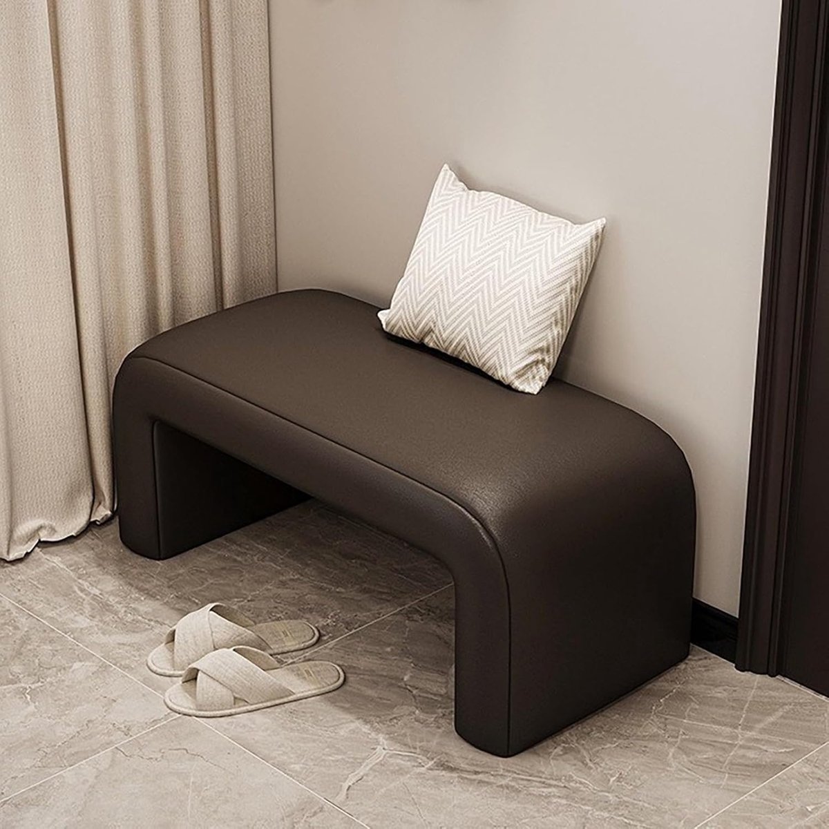 Halbank Met Opbergruimte - Moderne Poef - Aan Bed Zitplaats - Stevig Houten Frame - 120x35x42cm - Zwart