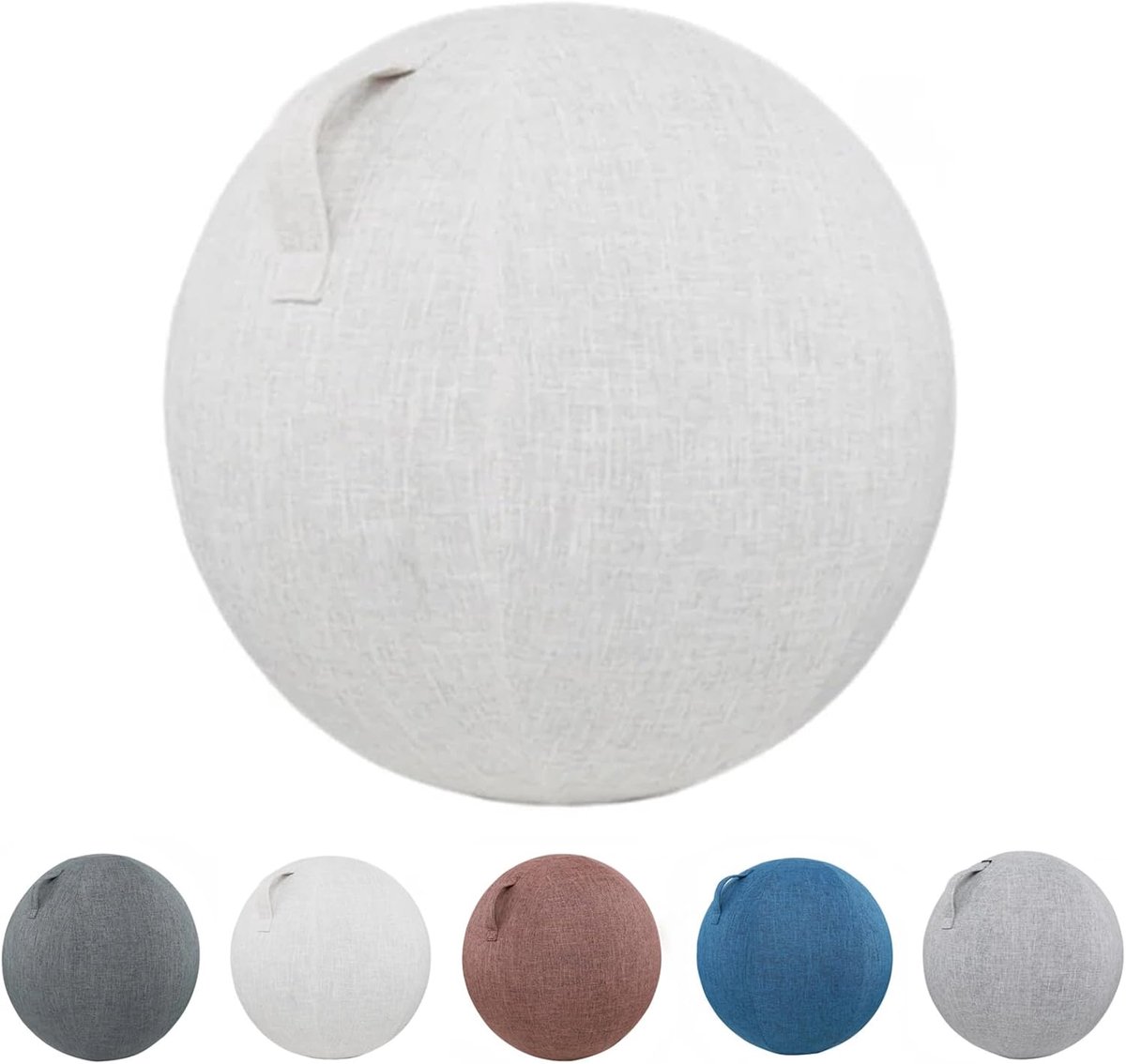 Oefenbalstoel Hoes - Pilates Bal Zitting - Thuiswerken Balans - Stoffen Materiaal - 55cm Diameter - Wit