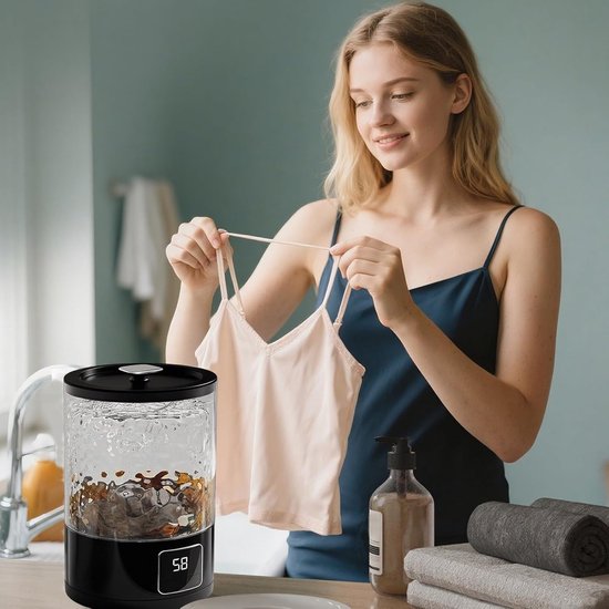 Kleine Wasmachine - Draagbare Wasmachine - Reizen Kamperen - Draadloos Ontwerp - 798 gram - Zwart — afbeelding 5