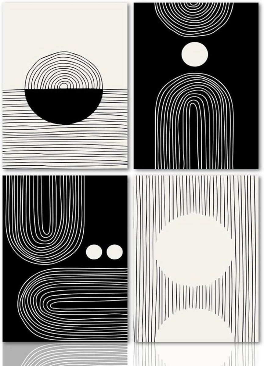 Abstract zwart-wit muurdecoratie poster inovra plus slaapkamer